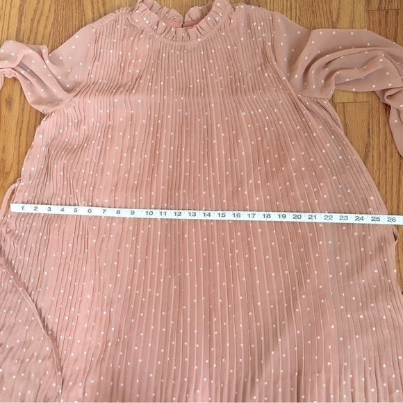 ILLA ILLA Hope’s Blush Polka Dot Long Sleeves Pleated Relaxed Fit Midi Dress - Picture 14 of 16